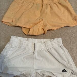 Adidas White and Orange Shorts Duo